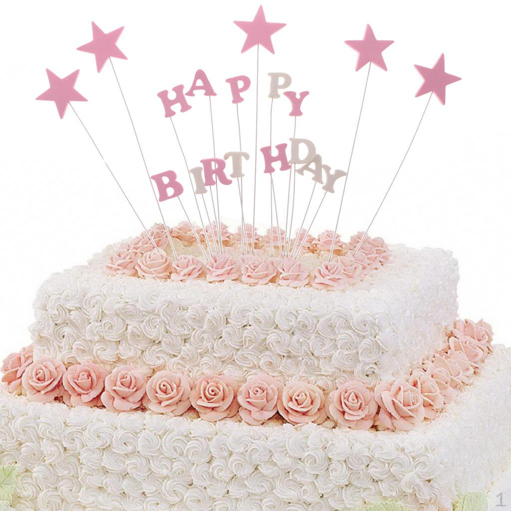 Cartoon Kids Birthday Cake Toppers Picks Flags Decoration Set Happy