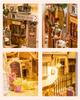 Robotime 3D Wooden Puzzle DIY Wooden Book Nook Kit with Book Stand and LED Light, Miniature House Kit, Christmas Birthday Gift (Sunshine Town)