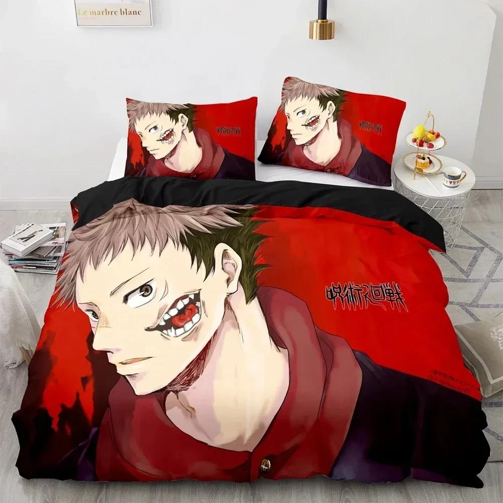 

Jujutsu Kaisen Bedding Set Duvet Cover Sheet Printed Bed Set Pillowcase Bed Full Queen King Size Comforter Bedroom 135x200cm