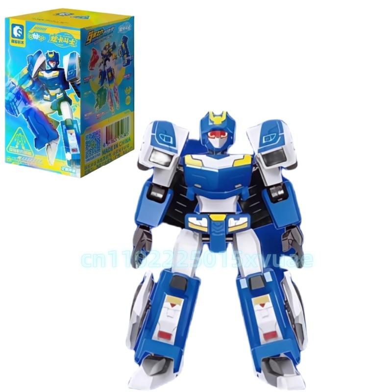 New SEMBO METAL CARDBOT Building Block Xuan Blue Lightning Transforming Robot Assembly Movable Model Toy Collect Children's Gift