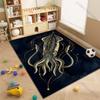 1PC Squid Illustration with Gold Patterns Carpet for Living Room Bedroom Sofa Home Decor Rug Non-slip Floor Mat Luxury Gift