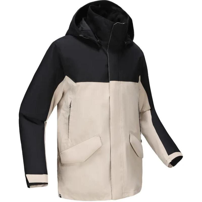 

DECATHLON Парусная куртка 300 Ветрозащитная Водонепроницаемая Теплая Удобная Мужская Светло-меловая/Черная S