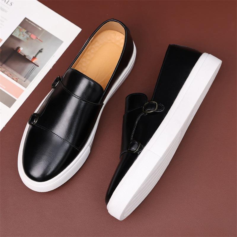 Fashion Luxury Designer Men's Slip On Monk Strap Loafter Leisure Leather Shoes Male Comfortable Sneakers Tenis Masculino Zapatos Hombre
