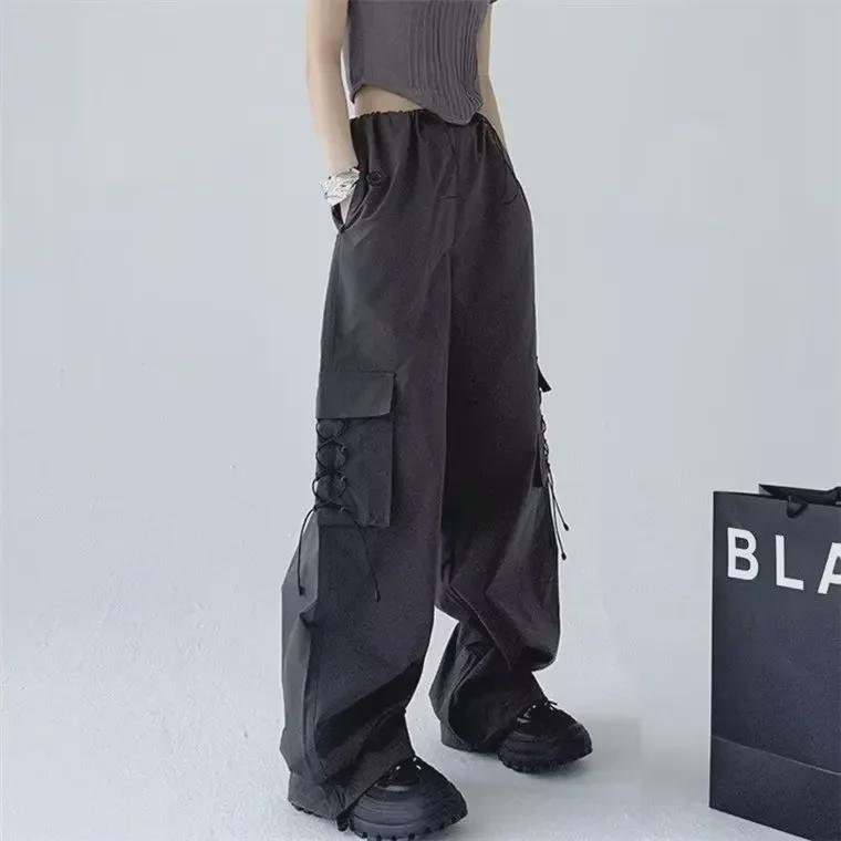 Yeni Sonbahar Haki Unisex Paraşüt Tulumu: Bol Pileli Geniş Paça Pantolon