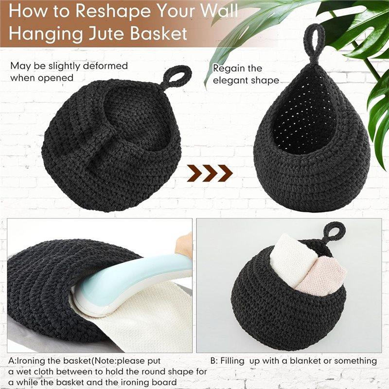 ABBP-Boho Decor Hanging Wall Baskets Set For Kitchen 3 Pcs Teardrop Baskets With Hooks Storage Fruit Onion Vegetable Potato