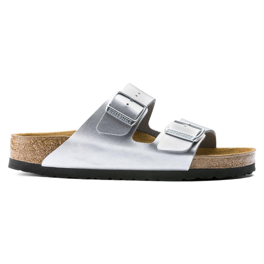 Damen-Sandalen Birkenstock Arizona Birko-Flor silber regular breit (1012282) 37,0