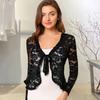 Lace Bolero For Women Tie Front Ruffle Hem Cardigan Long Sleeve Cover
