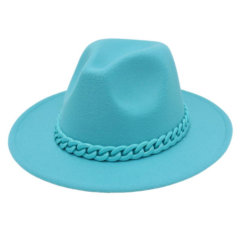 Natural Acrylic Chain Rainbow Candy Color Top Hat Fun Personality Jazz Hat Style Men'S And Women'S Fedora Hat