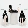 3D Mysterious Halloween Statue Gothic Black Robe Queen Figure Bookshelf Sculpture Spooky Sitting Statues Desktop Ornaments Gifts