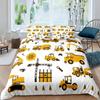 Construction Tractor Truck King Queen Duvet Cover Excavators Crane Bedding Set Vehicle Quilt Cover Polyester Comforter Cover