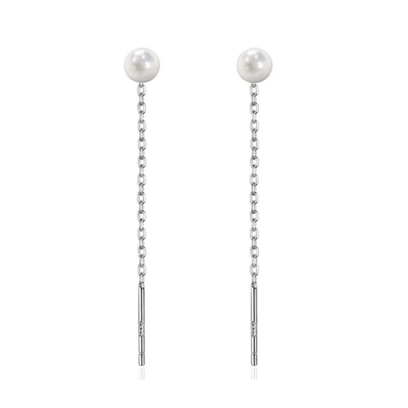 

Dangle Earrings for Women Geometric Ball Long Tassel Chain Drop Silver Color Earring Minimalism Ear Line Kpop Jewelry білий