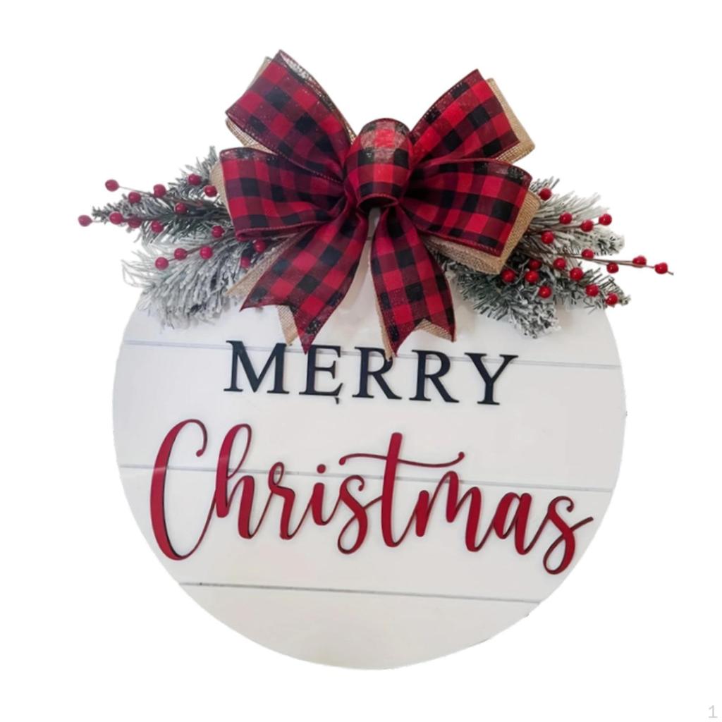 Christmas Hanging Sign Scene Door Wreath for Indoor Outdoor Farmhouse Winter Red