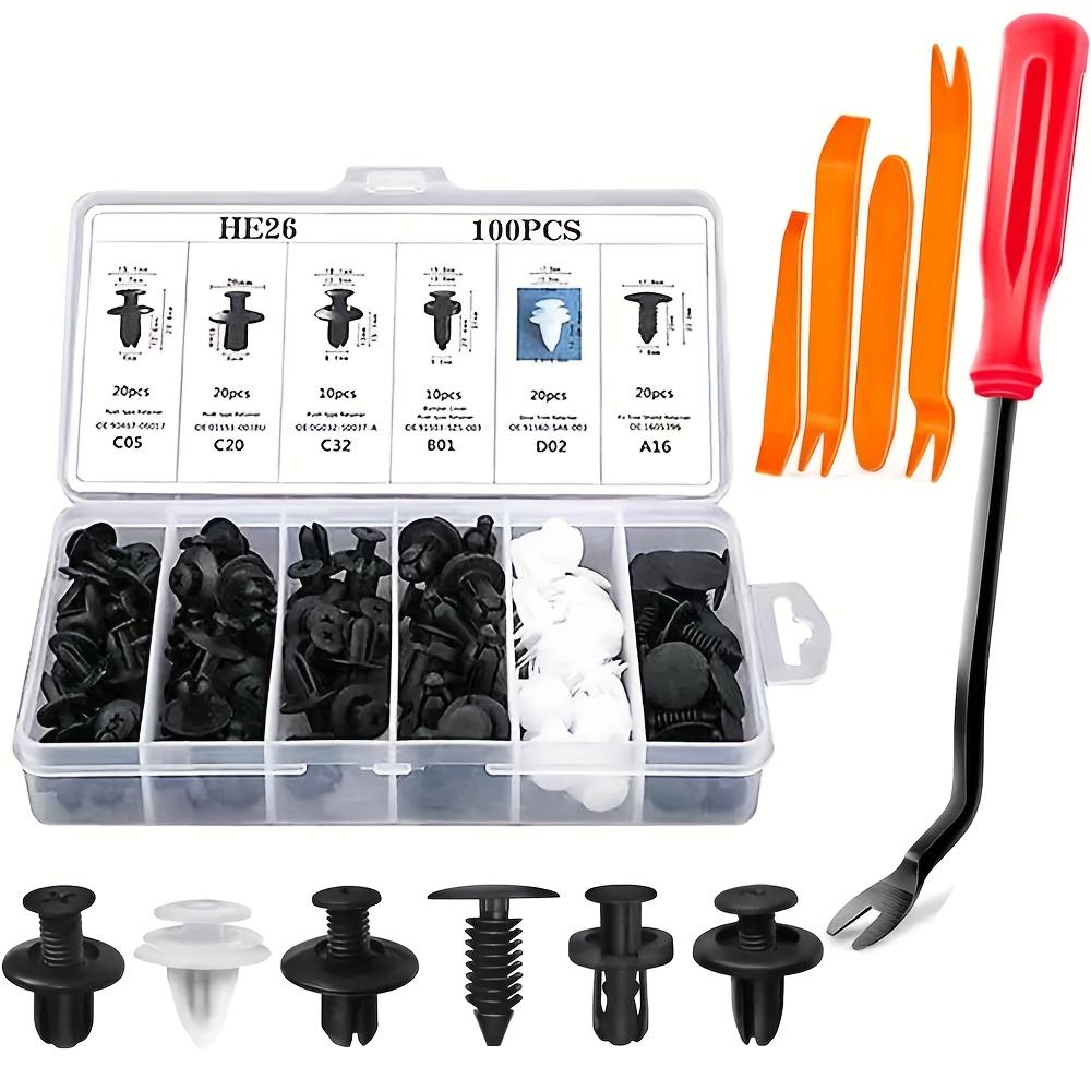 

100PCS Universal Bumper Retaining Clip, Automotive Plastic Fastener Push Retainer Kit, Automotive Boxed Buckle Combination Kit