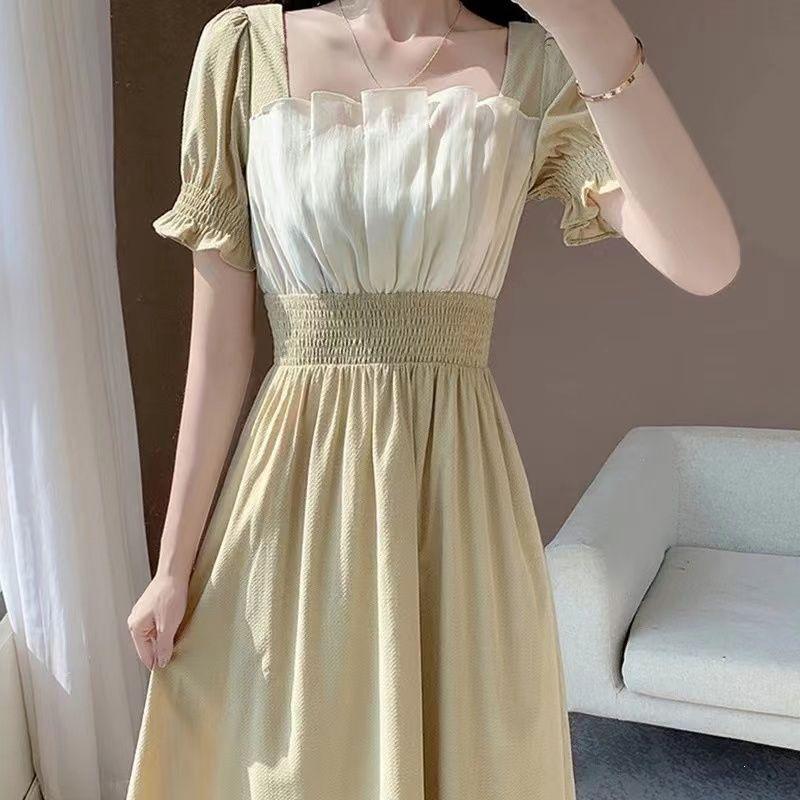 Large size women's clothing gentle wind dress women's summer new fat sister looking thin, covering the stomach over the knee long skirt