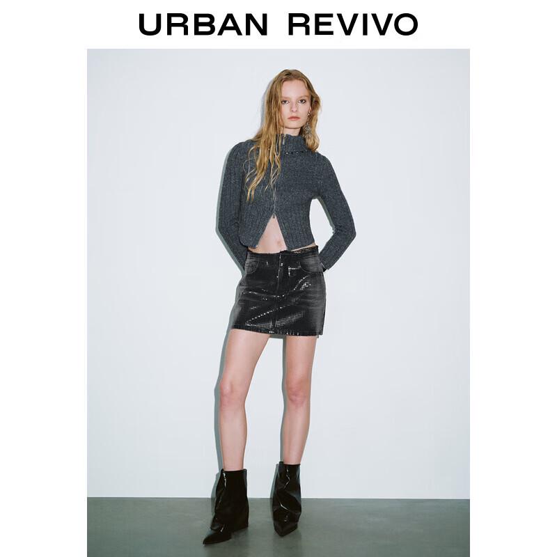 

UR Women s Sophisticated Double-Zipper Beaded Knit Cardigan S