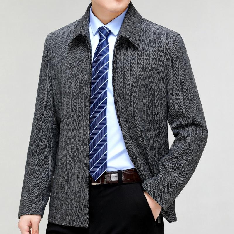 

Осенние и зимние шерстяные мужские куртки, толстые шерстяные топы для отцов среднего возраста, куртки с лацканами для руководителей среднего и пожилого возраста 195