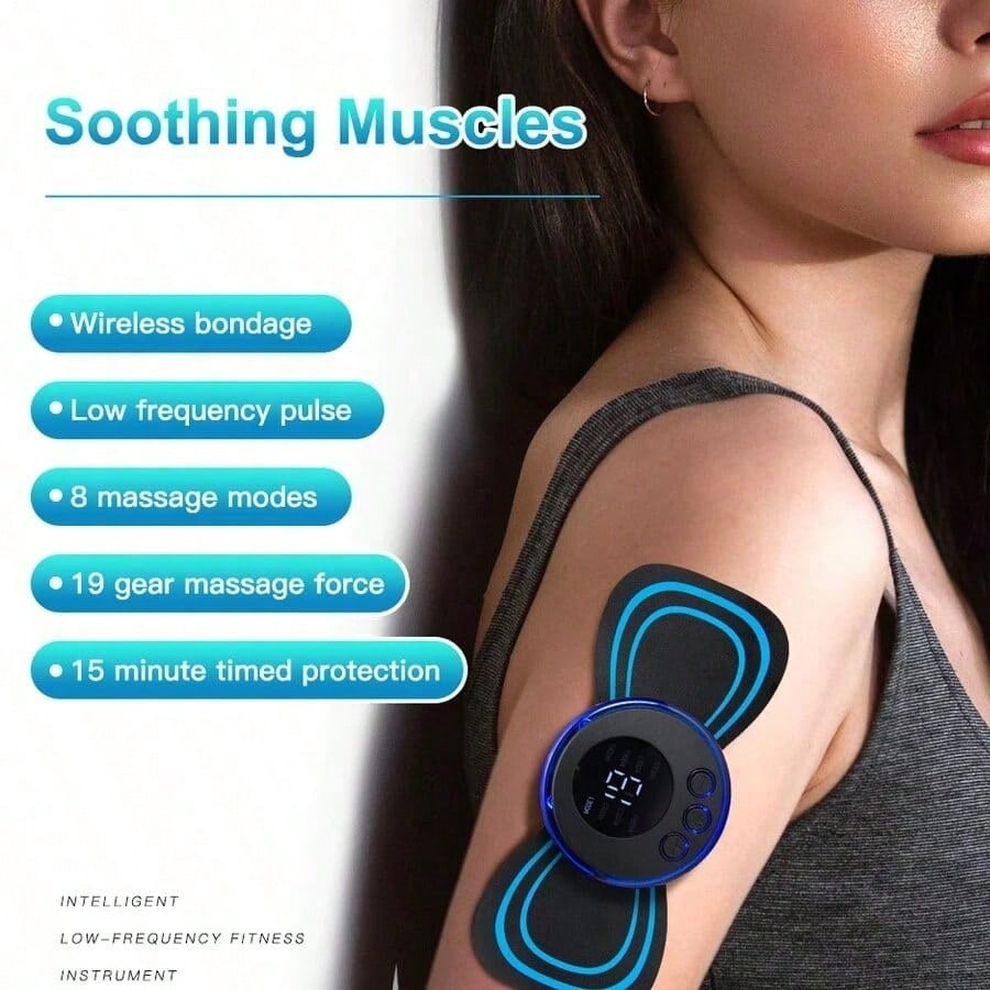 LCD Display EMS Neck Massager Electric Neck & Back Massage Pad, 8 Modes Pulse Muscle Stimulator Portable