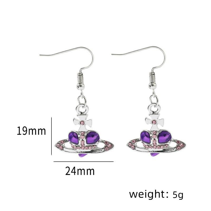 1 Pair Of Classic Punk Style Alloy Silver Plated Oil Drop Saturn Pendant Fashion Jewelry