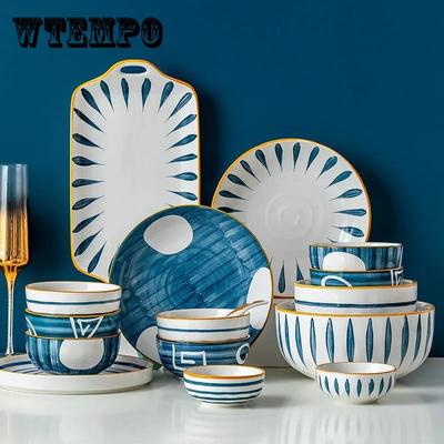 18 Pieces of Dishes Set Ceramic Chopsticks Dishes Tableware Rice Bowls Creative Household Dishes Full Set
