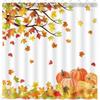 Fall Leaf Pumpkin Shower Curtain Autumn Maple Leaves Bathroom Curtain Thanksgiving Harvest Bath Curtain Rustic Farmhouse Decor