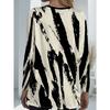 Women's Plus Size with Pocket Design Loose Abstract Printed Long Sleeve T-Shirt Women's Summer Fashion Versatile Top