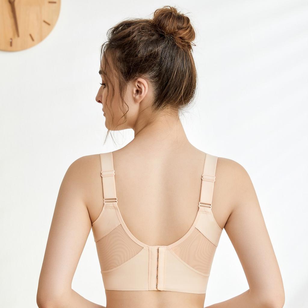 Embroidered Lace Adjustable Bra with Full Cup Soft Underwire Anti-sagging Bra Small Cup Bra for Large Breasts