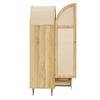 Kleiderschrank mit Schubladen, Holztüren mit Leinenstoffbezug, Großer Stauraum, Kleiderschrank für Schlafzimmer, Moderne Aufbewahrungslösung