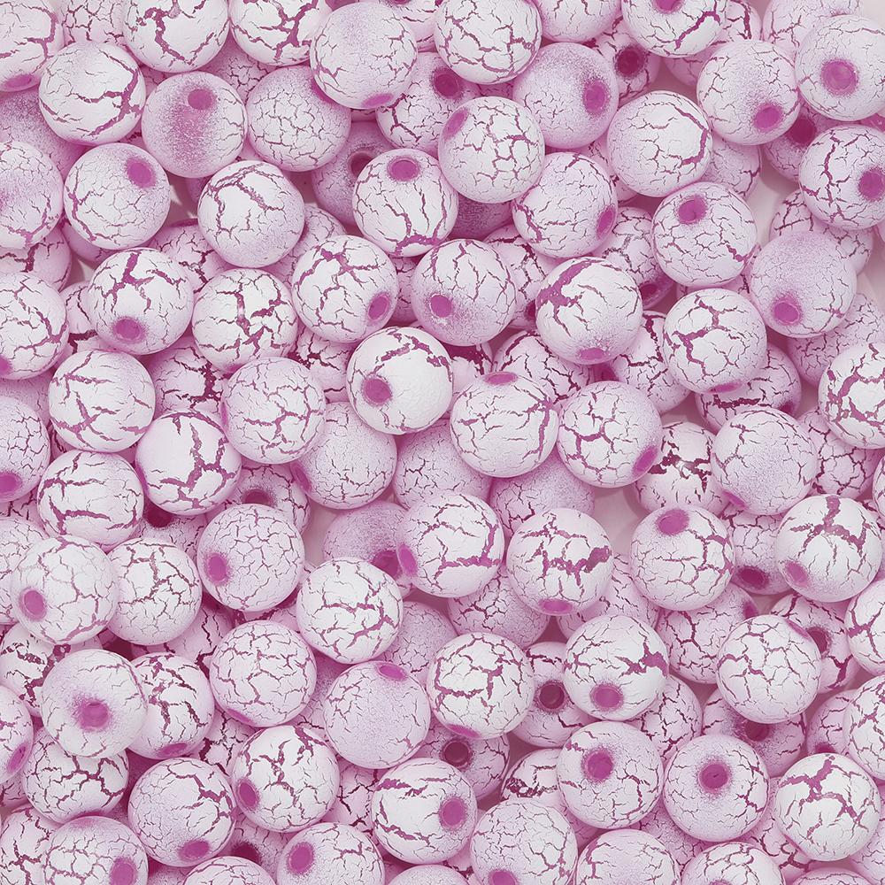 30/50pcs 8/10mm Round Color Cracked Acrylic Beads for Jewelry Making Multicolor Large Hole Loose Beads DIY Bracelet Necklace
