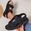 Comemore New Breathable Mesh Round Head Sandals for Women Casual Flat Bottom Roman Style Black Beach Sandalias Femmes