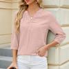 IHUASU Frühling/Sommer Einfarbig V-Ausschnitt Knopf Lockeres Set Chiffonbluse Frau