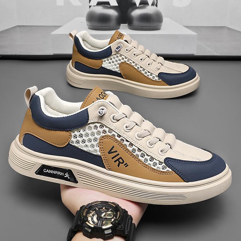 Summer Men's Shoes New Breathable Mesh Shoes Hollow Canvas Shoes Men's Trend Versatile Sports and Leisure Board Shoes White Shoes Men