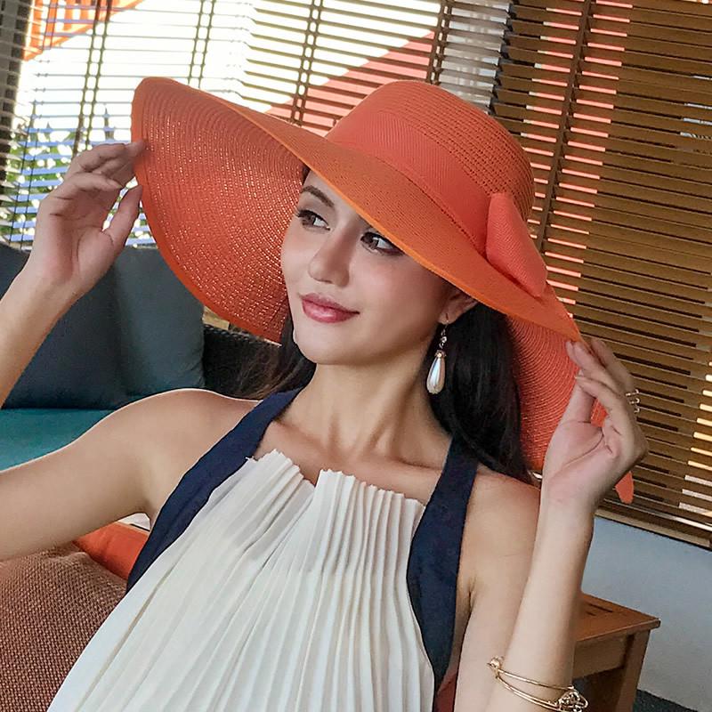 Women's Large Brim Straw Sun Hat for Summer Beach and Seaside Vacation, Anti-UV Protection