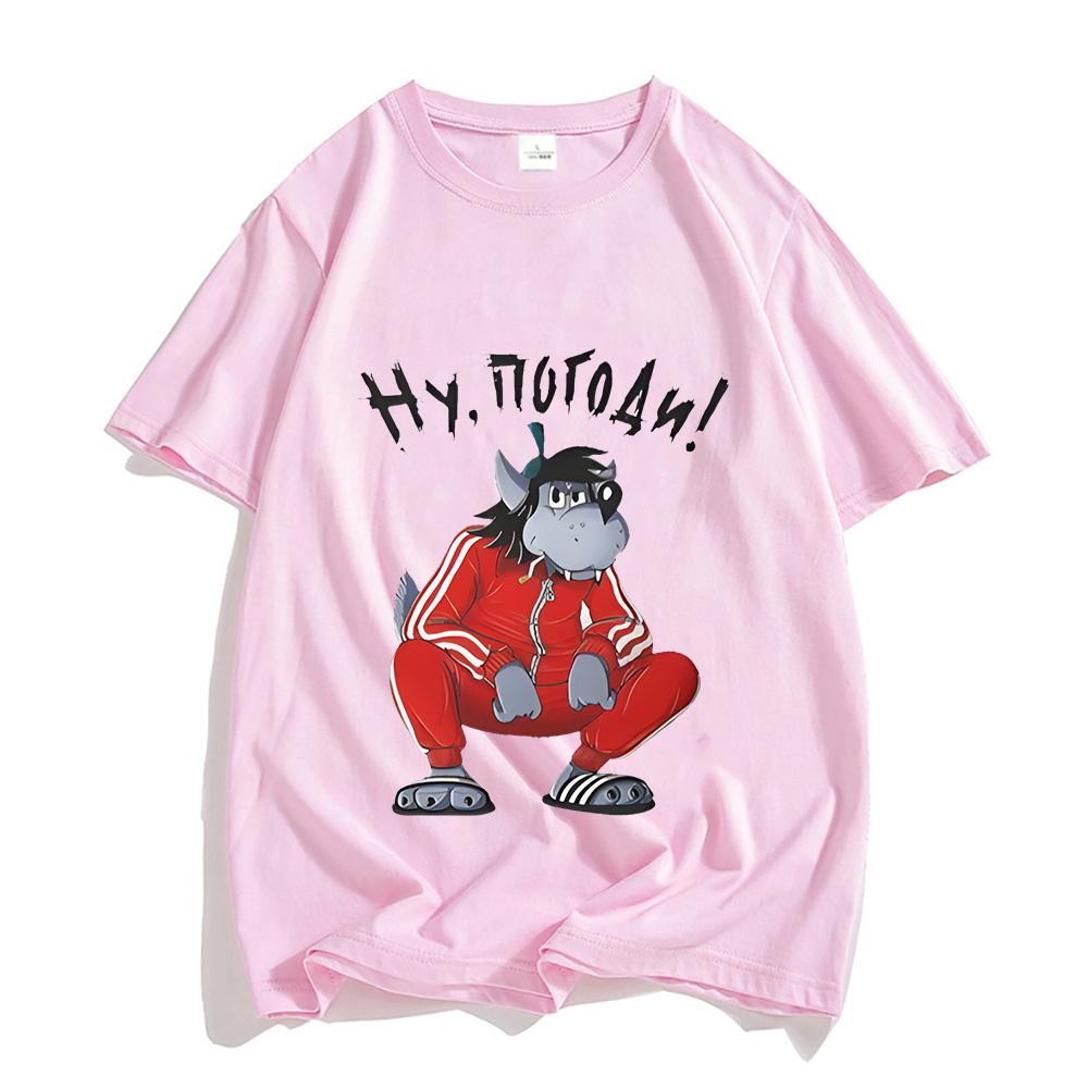 Nu Pogodi Well Just You Wait Wolf Hare T-shirt Cartoon Print Harajuku Kawaii Tshirt Unisex Cute Tee-shirt Sudaderas O-neck Tops