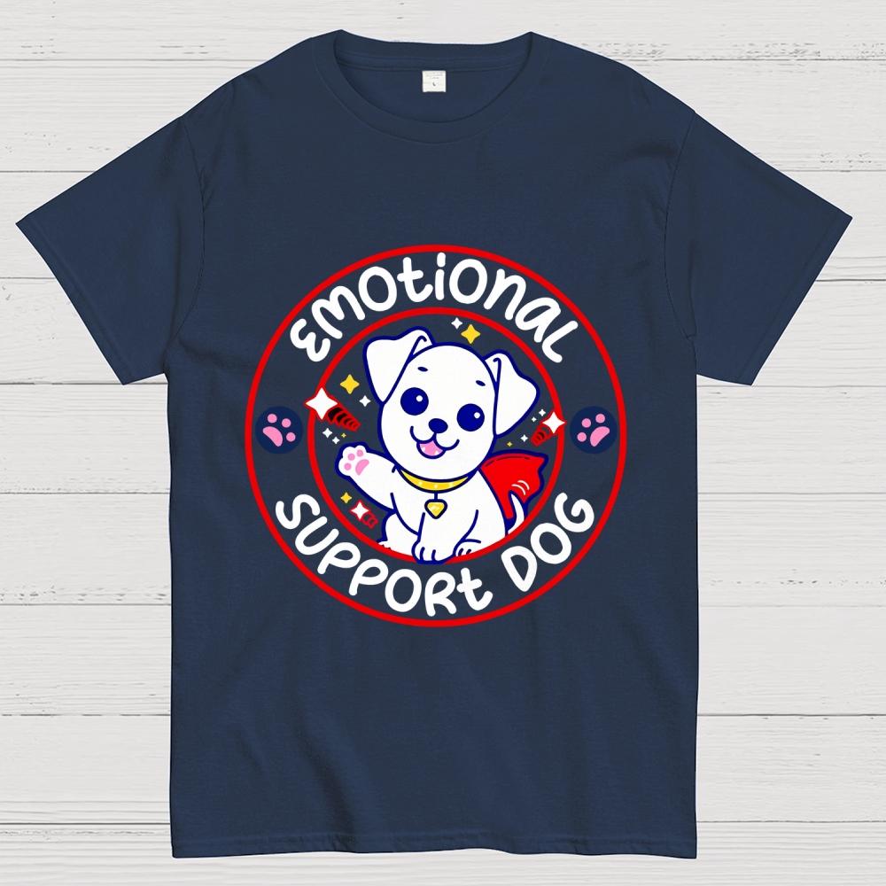 Emotional Support Dog Unisex 100% Cotton Summer Casual Cool Loose T-Shirt