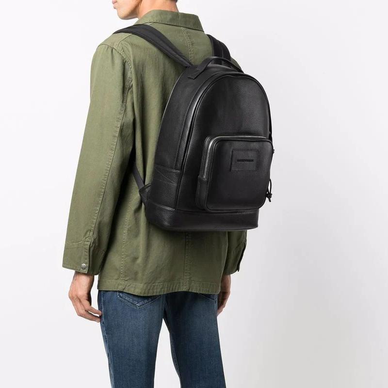 Emporio Armani Zipper Leather Backpack Large Men backpack Black Y4O334-Y068E-80001