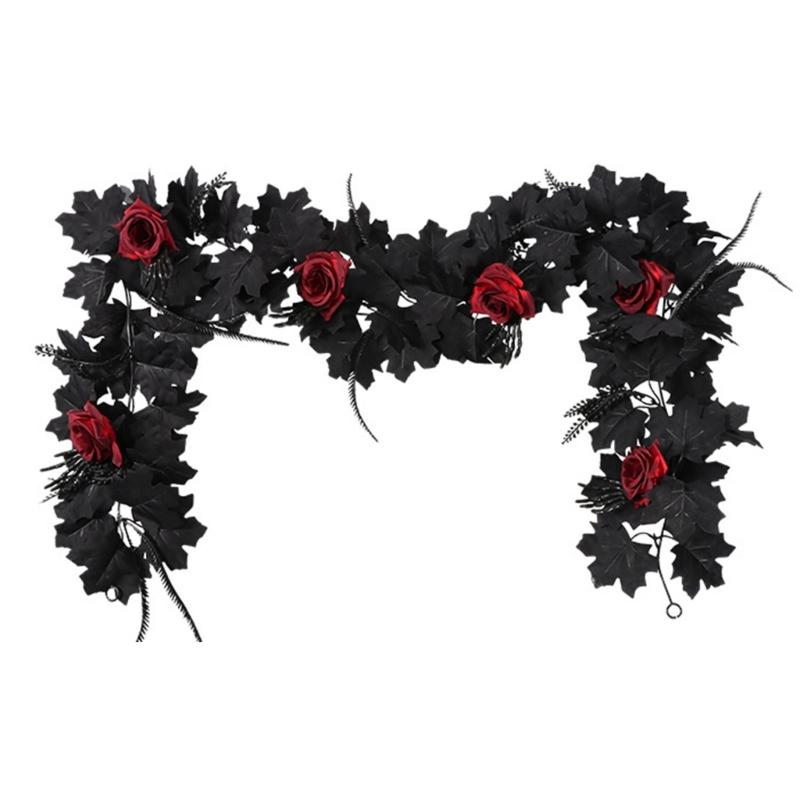Flexible Artificial Maples Leaf Garlands Indoor Outdoors Halloween Theme Decors Easy Setups Sustainable Plastic Materials