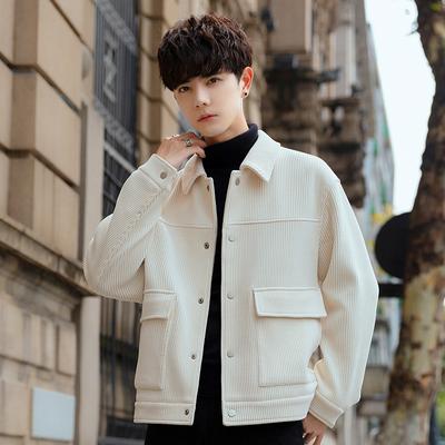 Veste d'automne et d'hiver en velours côtelé, voyou, beau, style utilitaire, pour homme, haut de gamme, décontractée, à revers, tendance