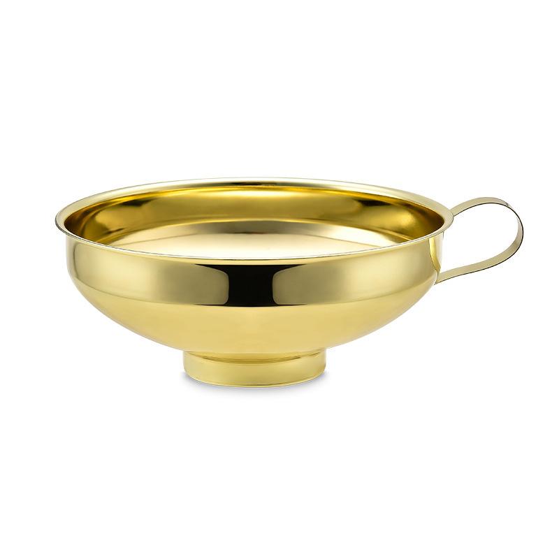 3pcs/set Golden Stainless Steel Wide Mouth Funnel Household Mini Funnel Filling Salad Jam Jam Large Bore Funnel