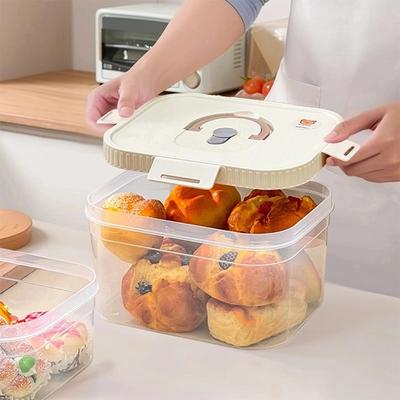 Refrigerator Food Preservation Box Clear Bread Box With Handle&Lid Moisture Proof Airtight Bread Food Container For Kitchen