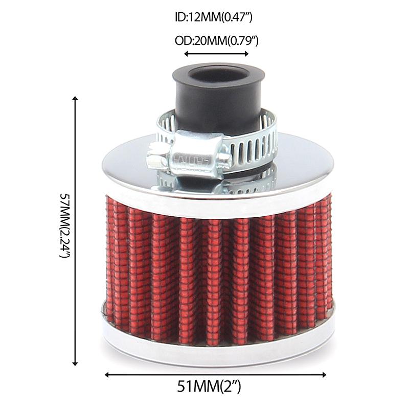 Universal Small 12Mm Air Filter Motorcycle Turbo High Flow Racing Cold Air Intake Filter Mushroom Head Car Accessories