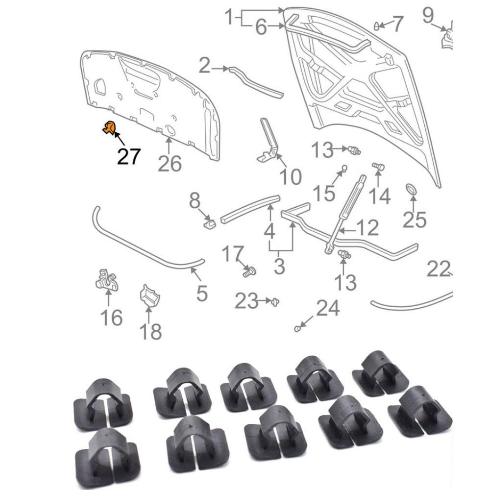 Bonnet Fasteners For V W Rivet Retainer Pad Clip Bonnet Holder Car Hood Bonnet Insulation Clips