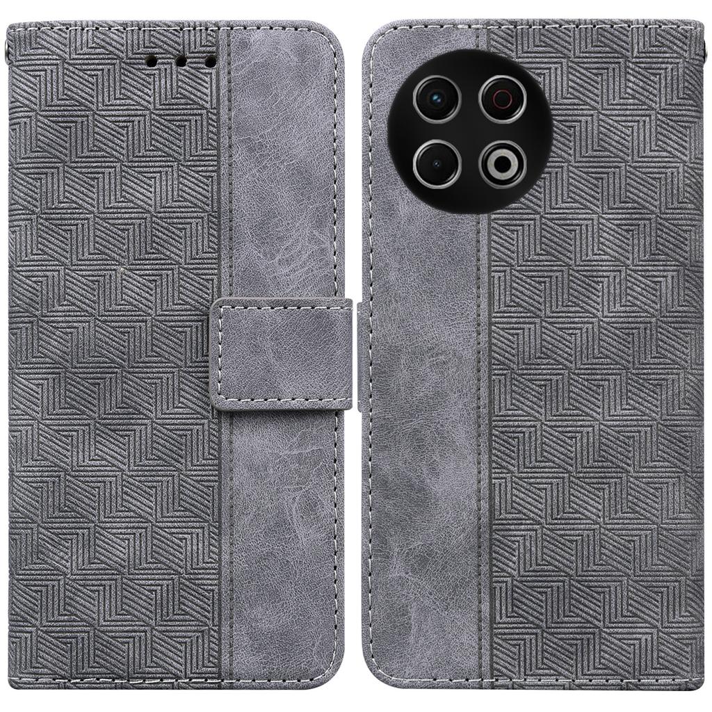 For TECNO Spark 30 Pro 4G Case Geometry Pattern Leather Wallet Phone Cover with Wrist Strap