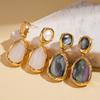 Real Gold Resin Oval Water Drop Silver Needle Earrings Niche Temperament Earrings