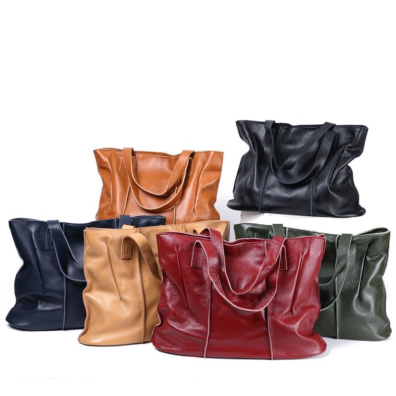 Damen Luxus Designer Natürliches Rindsleder Weiche Handtasche Weiblich Mode Schultertasche Damen Rindsleder Große Kapazität Tragetasche