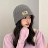 Podzimní a zimní nová čepice Dámská móda Abeceda Pletená vlněná čepice Zimní teplá čepice kbelík Jednobarevná
