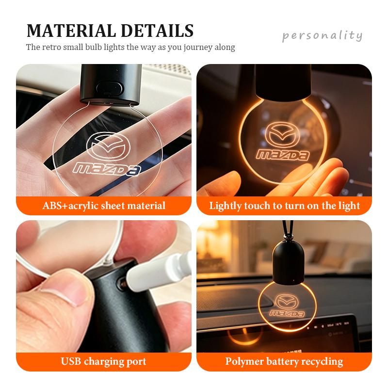 For Mazda LED Car Pendant Acrylic Luminous Auto Rearview Mirror Accessory 2 3 5 6 Axela Atenza Speed 6 CX3 CX4 CX5 CX7 CX8 CX9 FF4