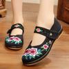Ethnic style embroidered shoes Laobei cloth shoes women's shoes autumn shallow mouth strap embroidered shoes square dance dancing shoes mother shoes