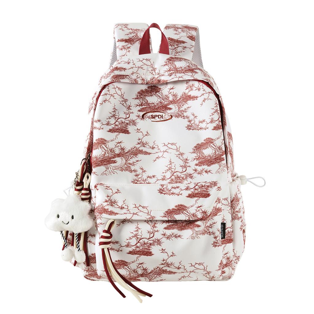 Schoolbag High-value National Style Ink Backpack Simple and Trendy Campus Style Student Schoolbag Large Capacity Lightweight Burden-reducing Backpack