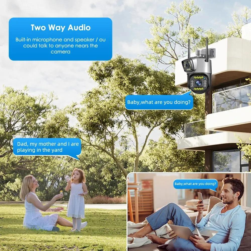 Nytt EU Dual Lens 4G IP-kamera WiFi 8MP 4K overvåkingskameraer Trådløst utendørs Smart Home Night Vision V380 digital zoom CCTV-kamera