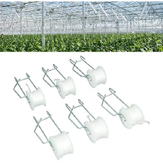 6PCS Tomato Trellis Roller Hooks, Tomato Support Hooks Set for Greenhouse, Tomato Roller Hooks with 15M String, Flower Vine Twine Crop Trellis Kit